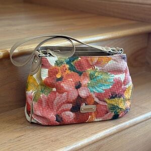 Laura Scott Floral Print Shoulder Bag with Tan Accents